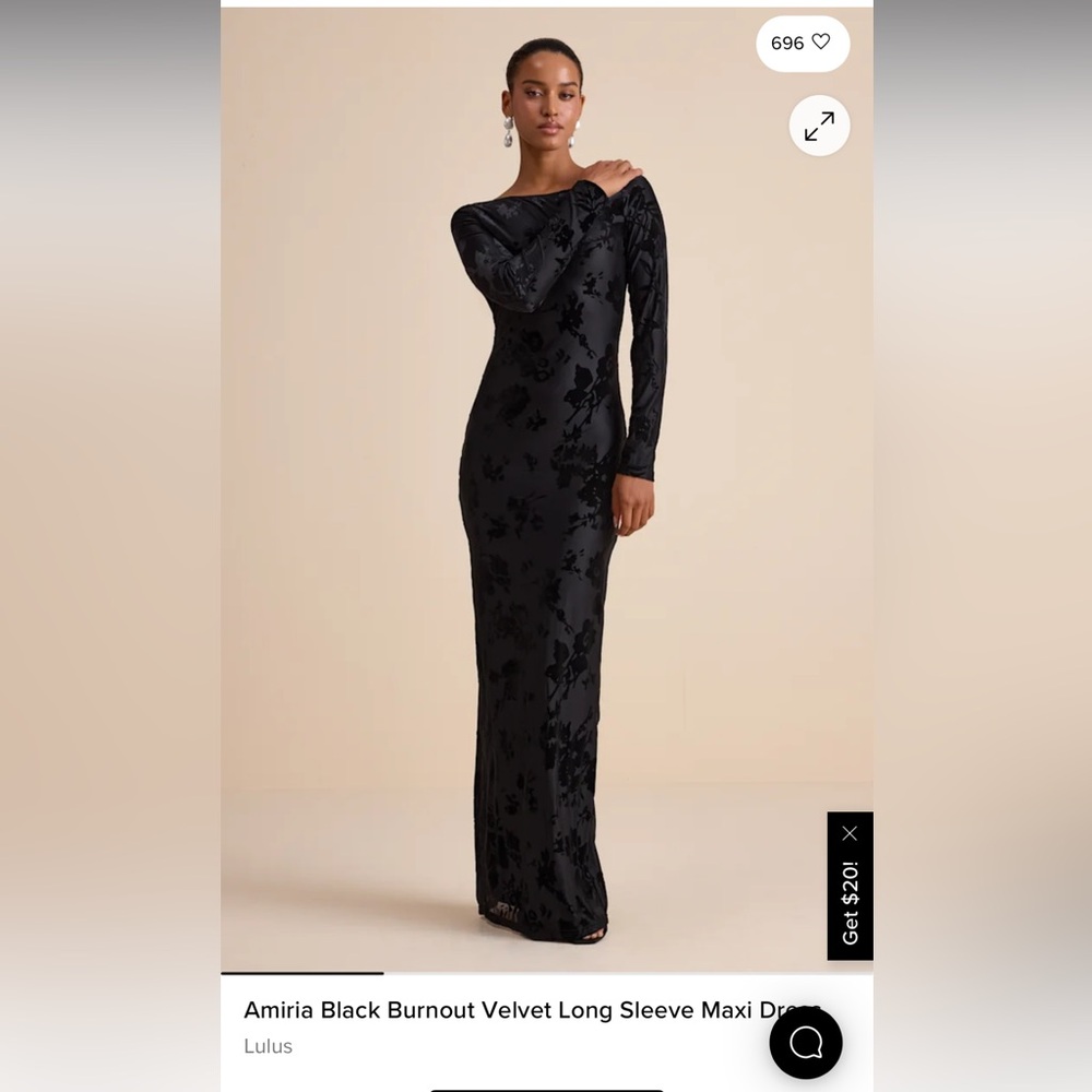 Worn once, form fitting sleek black maxi dress